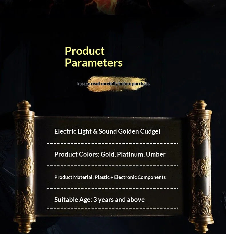 Black Myth Wukong Ruyi Jingu Bang Dark Gold Electronic Retractable Staff Replica