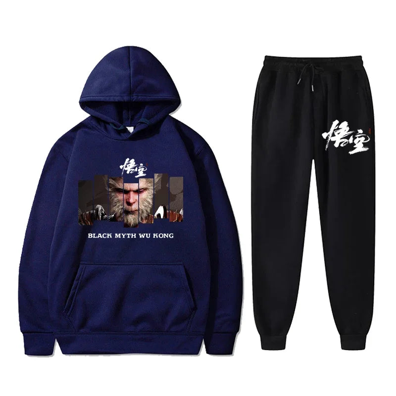 Black Myth: Wukong Navy Hoodie and Black Pants Set