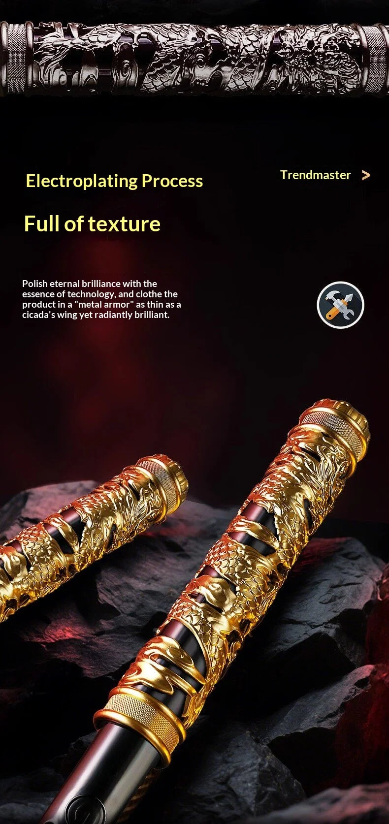 Black Myth Wukong Ruyi Jingu Bang Dark Gold Electronic Retractable Staff Replica