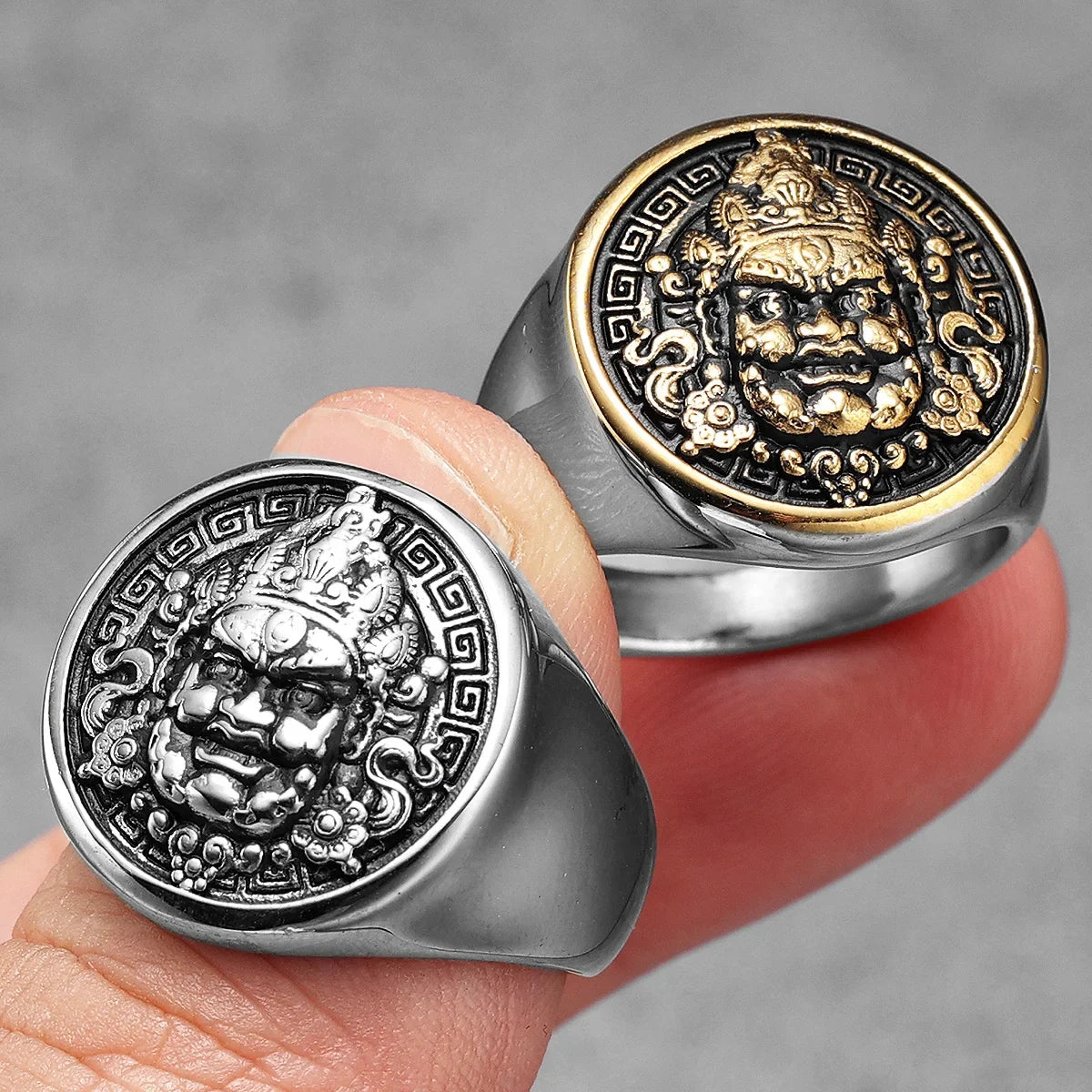 Black Myth Zhong Kui Silver Stainless Steel Ring