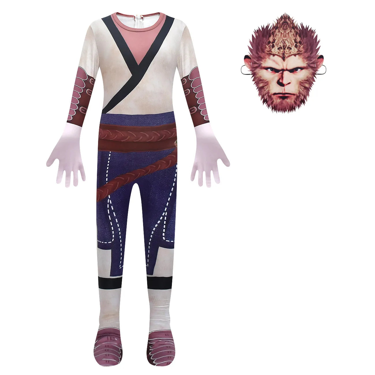 Kids Sun Wukong Warrior Costume - Black Myth : Wukong Inspired Jumpsuit with Mask