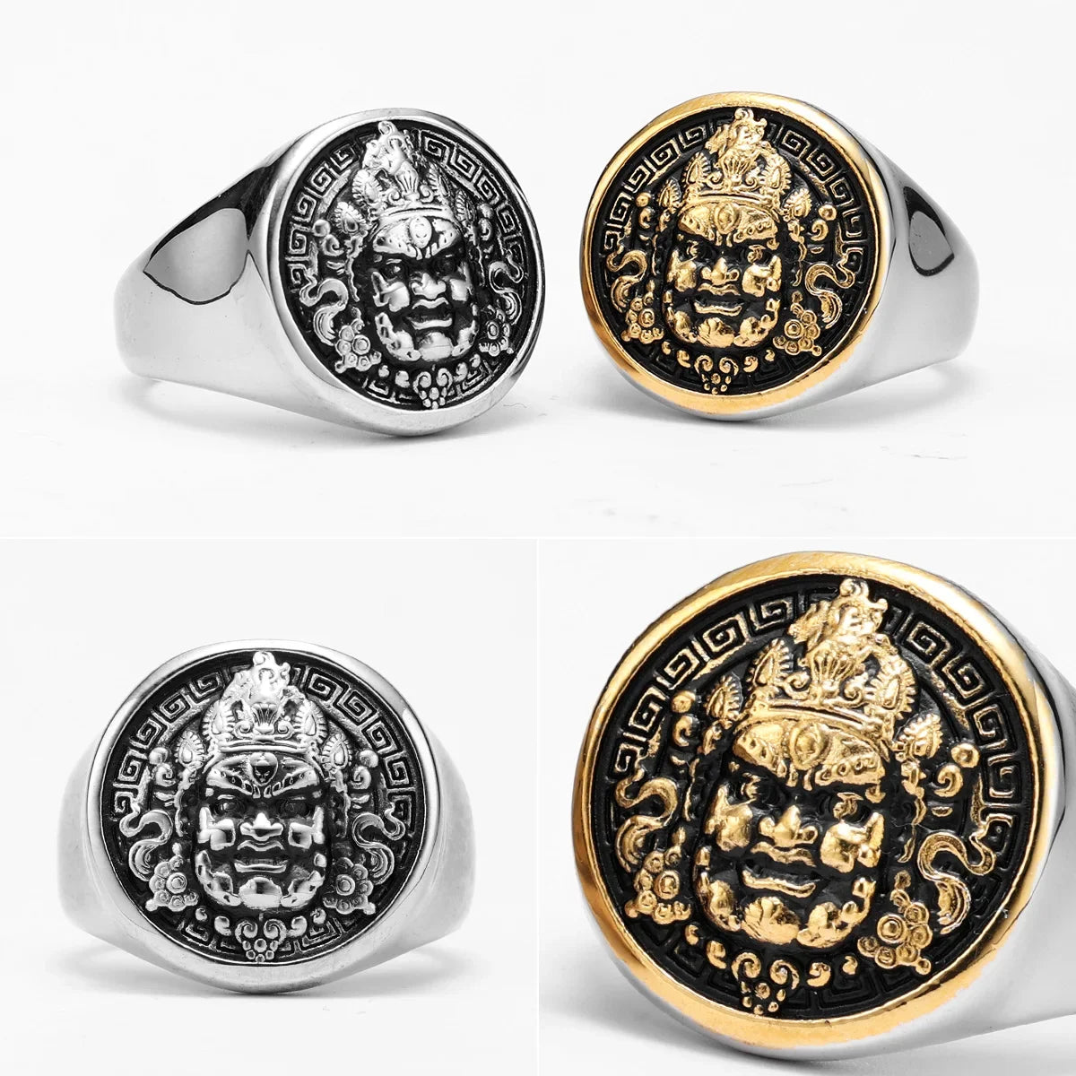 Black Myth Zhong Kui Silver Stainless Steel Ring