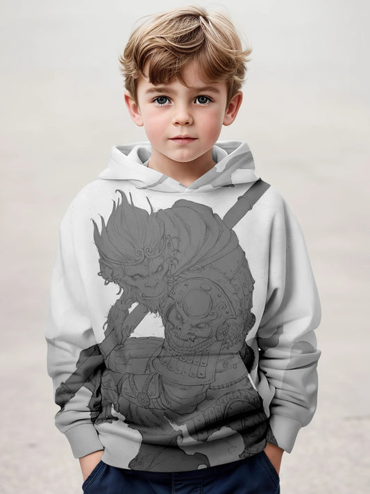 Kids' Black Myth Wukong Hoodie - Monochrome Battle